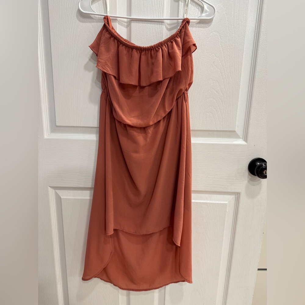 Elegant Rust Off-Shoulder Dress